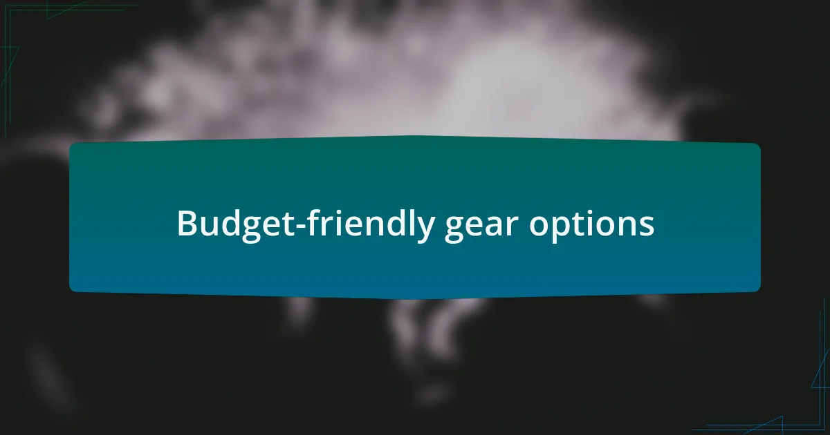 Budget-friendly gear options
