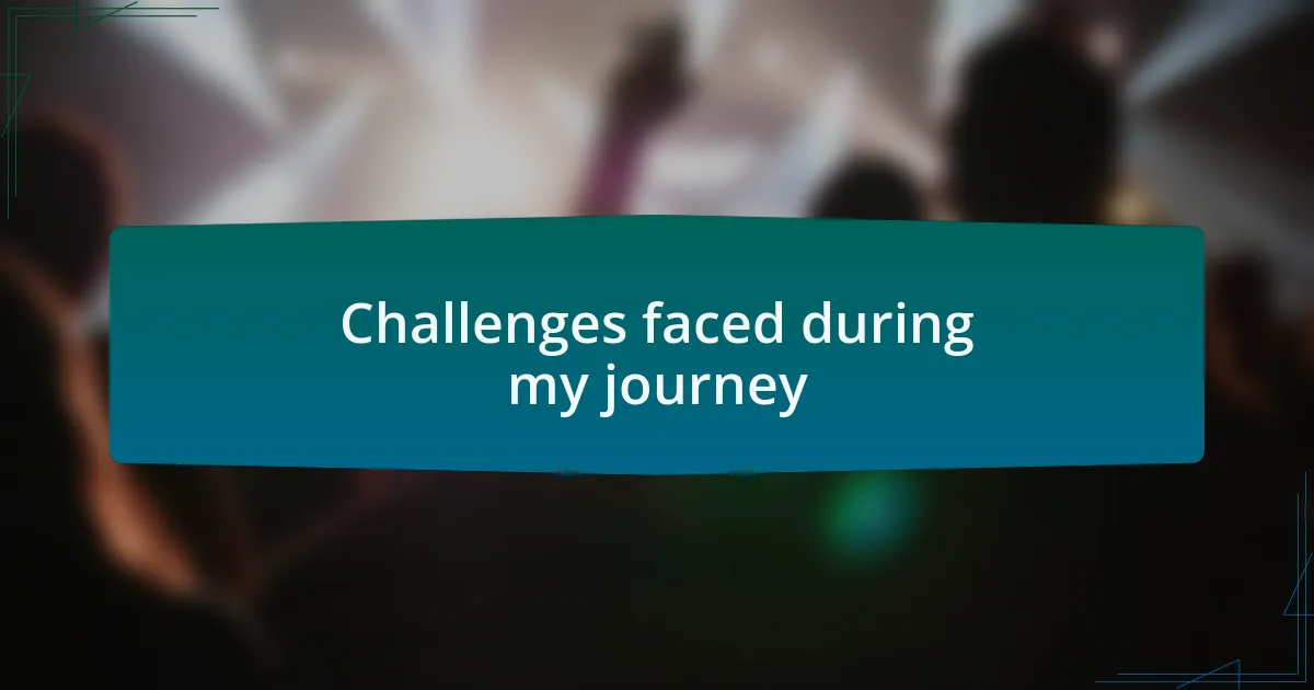 Challenges faced during my journey
