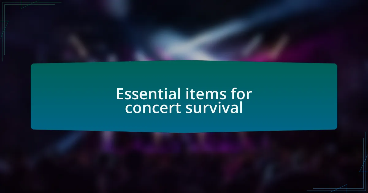 Essential items for concert survival