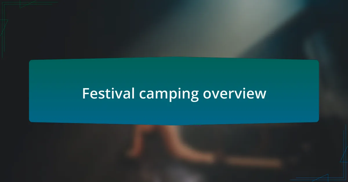 Festival camping overview
