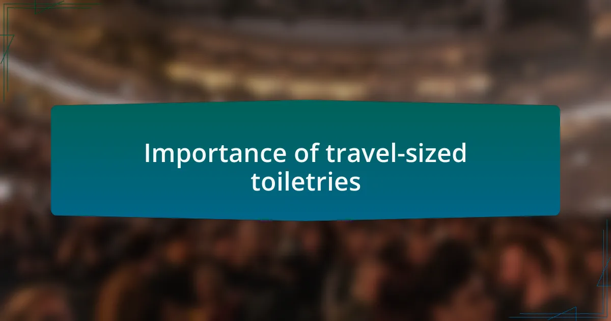 Importance of travel-sized toiletries
