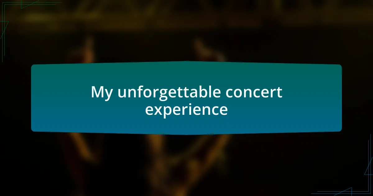 My unforgettable concert experience