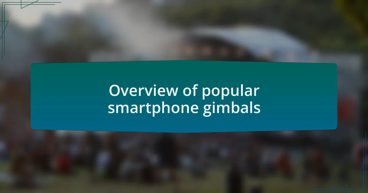 Overview of popular smartphone gimbals
