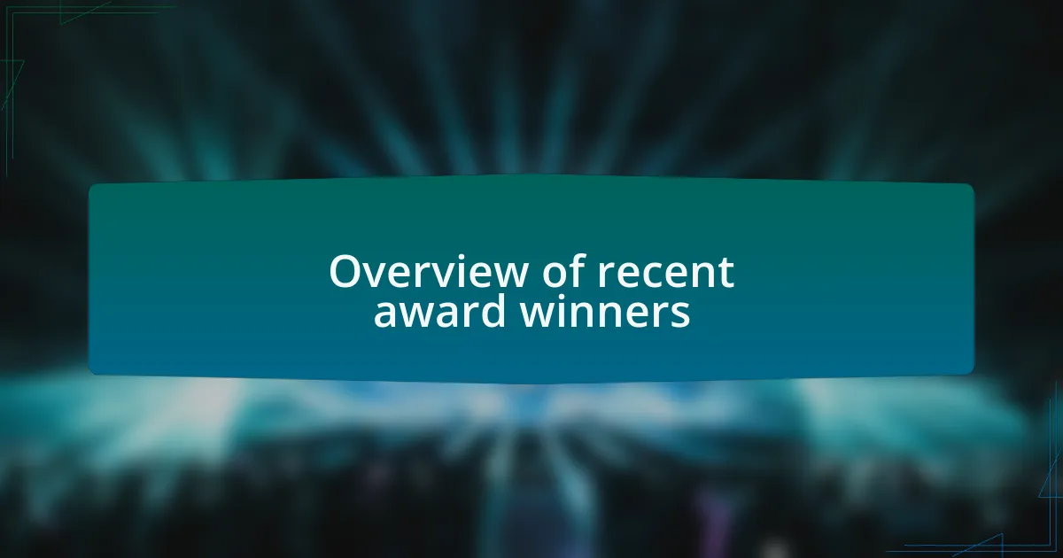 Overview of recent award winners