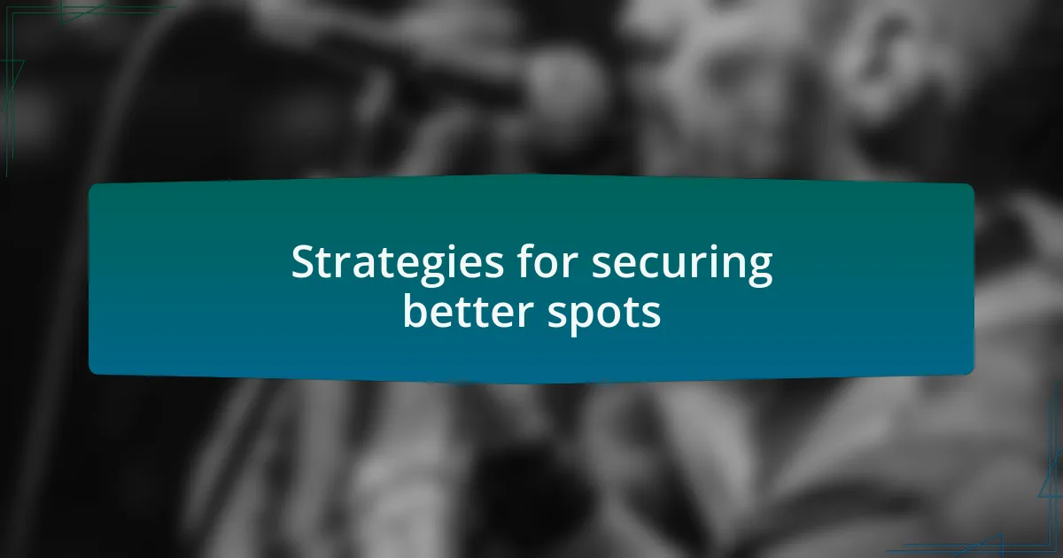 Strategies for securing better spots