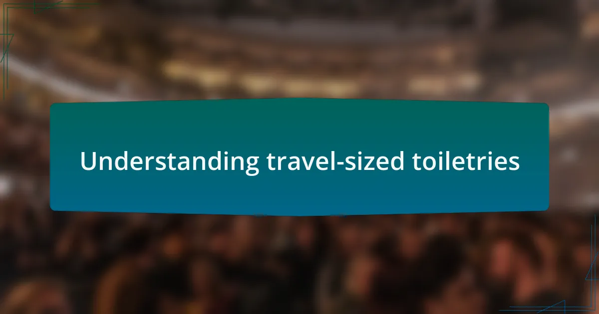 Understanding travel-sized toiletries